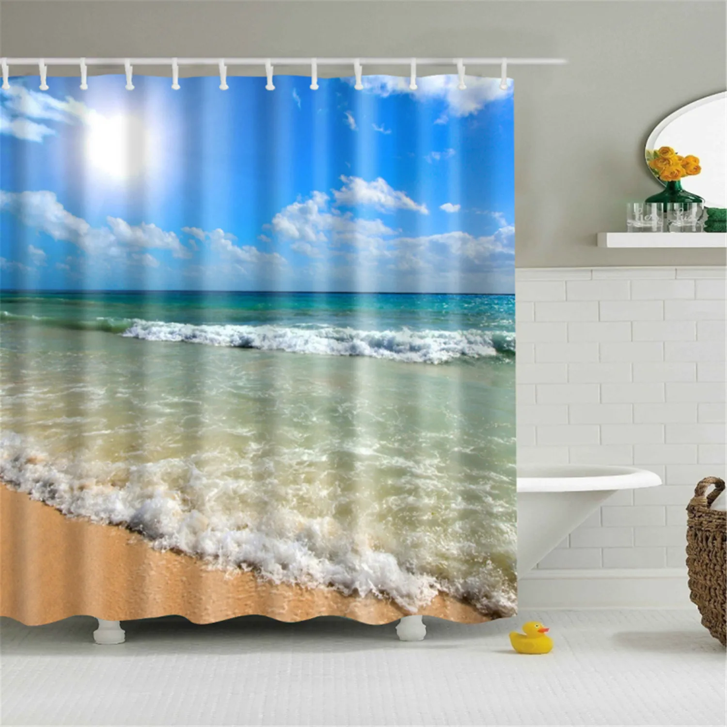 TZ160758 Seashell пляжная Ванна занавес 180x200 см Большая водонепроницаемая полиэфирная занавеска для душа 3D затемненная шторка для ванной занавеска - Цвет: TZ160758
