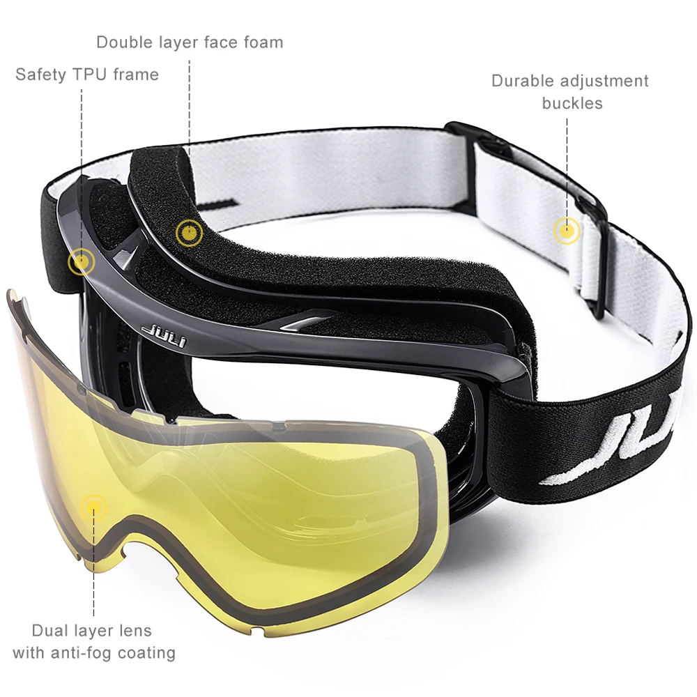 MAXJULI Ski Goggles for Men Women Winter Snow Sports Goggle with Anti-fog Double Lens Mask Glasses Snowboard Snowmobile BBS 3