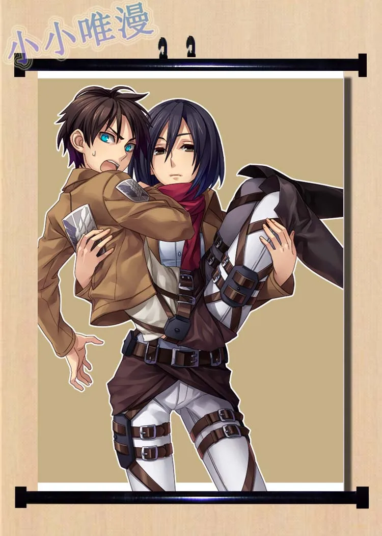 Японское декоративное изображение аниме атака на Титанов Shingeki no Kyojin Mikasa Ackerman& Eren Jaeger домашний Декор настенный Свиток Плакат - Цвет: 15