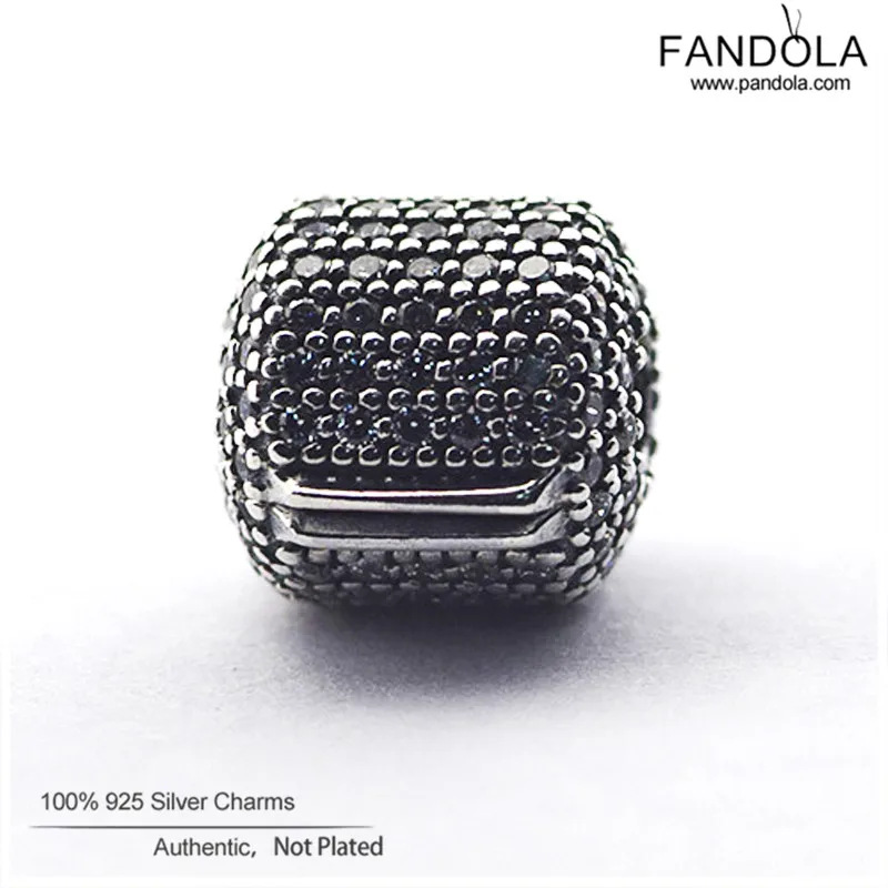 

100% Real 925 Sterling Silver Pave Clear CZ Barrel Clip Charm Beads DIY Jewelry Making Fits European Charms Bracelets Wholesale