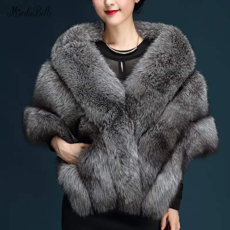 faux fur silver wrap