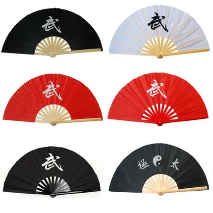 

Black Red Taiji Kung Fu Fan pure plastic Taiji Fan Tai Chi fan double side fan right and left hand