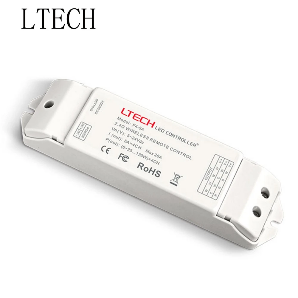 

LTECH Wireless receiver;F4-5A;DC5-24V input;5A x4CH Max 20A output