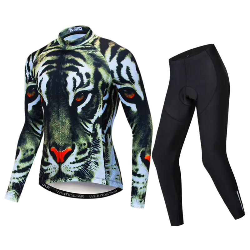 Color 4 Weimostar 3D Тигр с длинным рукавом Велоспорт одежда Открытый Спорт трикотаж комплект осень горный велосипед одежда велосипедный трикотаж - Цвет: Color 4