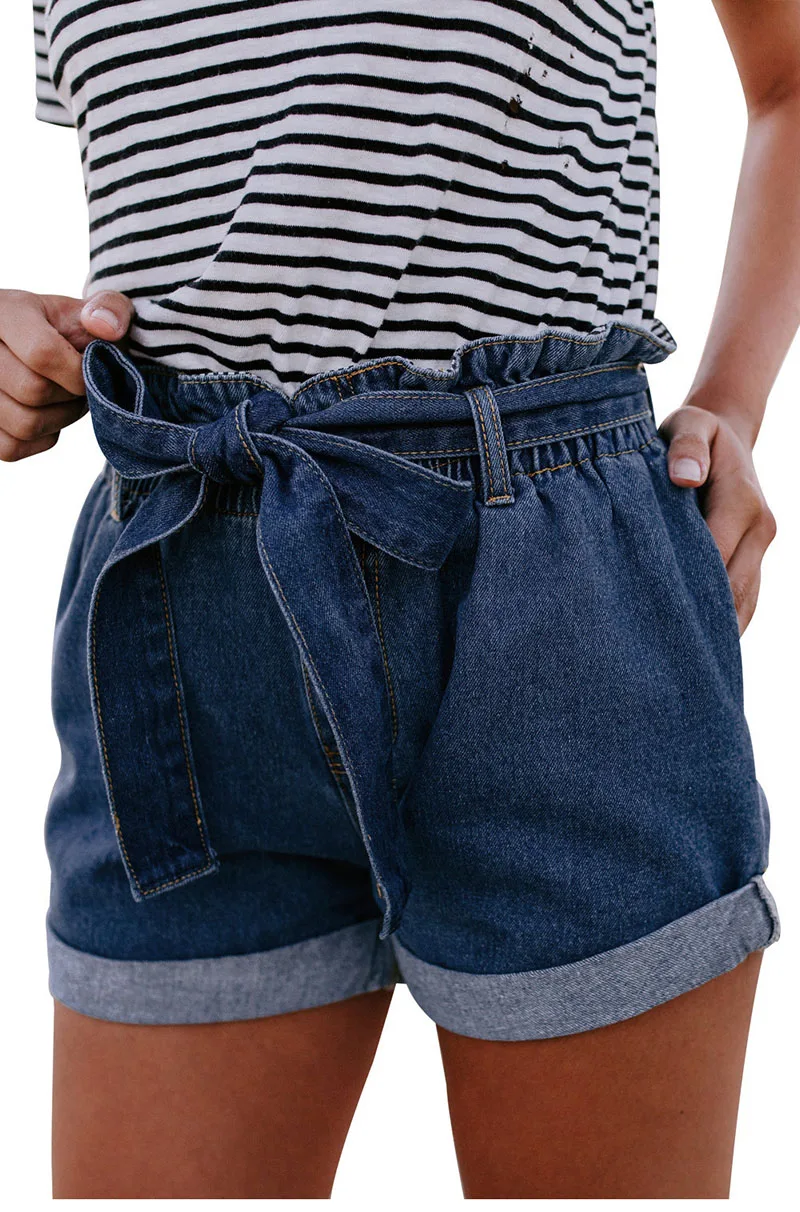 Medium-Blue-Paper-Bag-Waist-Denim-Shorts-LC786104-5-1