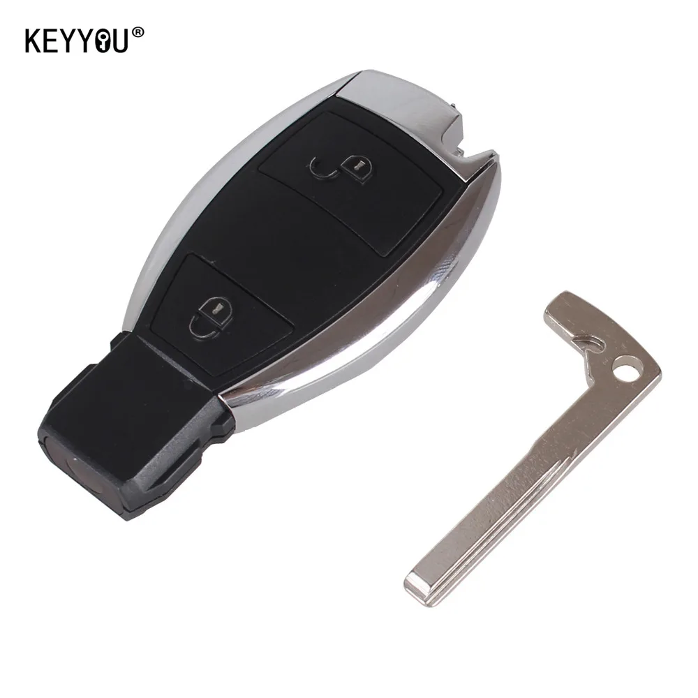 

KEYYOU 2 BUTTONS FOR MERCEDES BENZ 2005-08 Waterproof SMART KEY FOB REMOTE SHELL CHROME CASE Holder Insert Key
