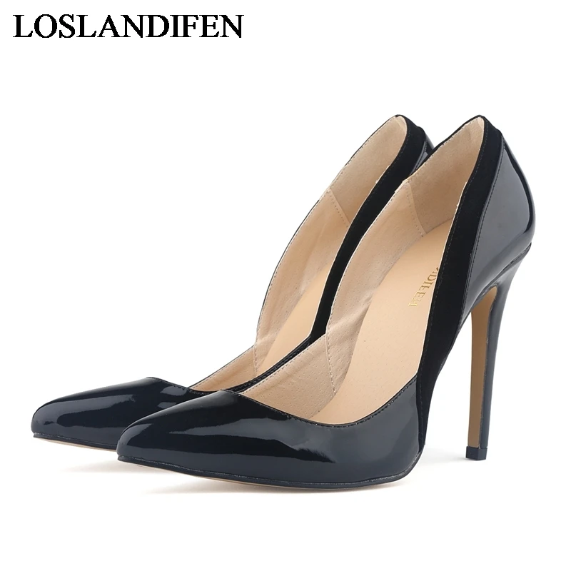 

New Women's Pu Leather Pointed Toe Thin High Heels Solid Shoes Woman Casual Office Spring Pumps Size 34-42 NLK-C0130