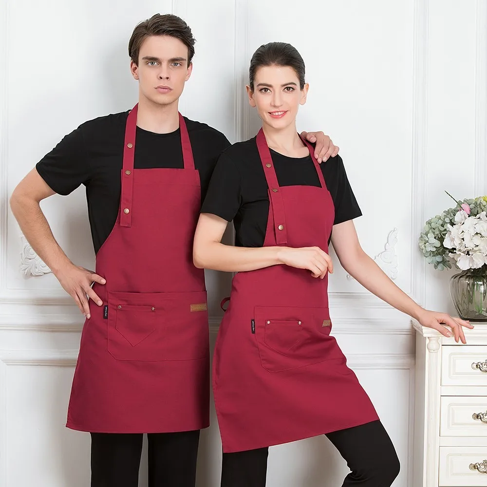 

Three Buckle Adjustment Hanging Neck Kitchen Cooking Apron Hotel Restaurant Cafeteria Cafe Barber Shop Uniform Pinafore Unisex