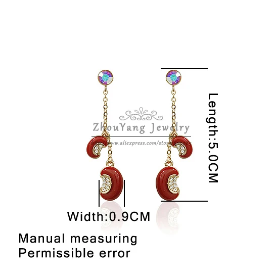 ZHOUYANG Top Quality ZYE165 Ormosia Rose Gold Color Drop Earrings Jewelry Austrian Crystal Wholesale