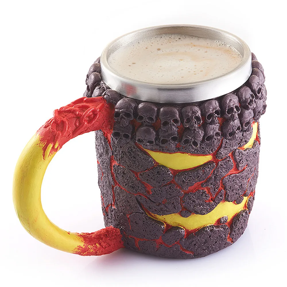 3D Хэллоуин geschenken Mokken креативный Beker Hars Tankard Viking Schedel Dubbele Muur Kerst Cup Brons Monster Schedel sep40