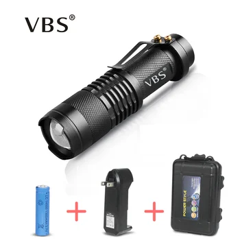 

Mini Black Waterproof LED Flashlight Torch ZOOM 3 Modes 2000LM LED Torches penlight LED linterna Q5 Light Lampe AA 14500 Battery