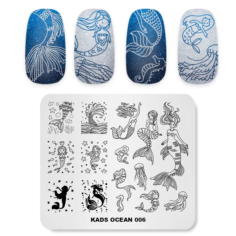 

New Arrival Nail Stamp Plate Ocean Mermaid Image Template Stamping Printer Plates Stencil for Nails Nail Art Design Templates