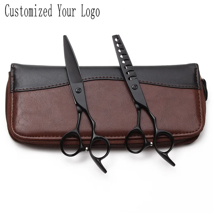 C9122 Hei2 D 6YY 1 пара 9122#6," индивидуальный логотип Титан Парикмахерская ножницы истончение волос Профессиональные ножницы инструмент для укладки - Цвет: C9122 Hei2 D 6YY