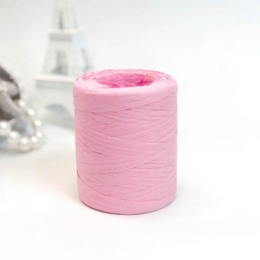 pink 200 м/катушка рафия соломенная пряжа ручная пряжа для рукоделия шляпы ручной работы сумки подушки упаковка обертывающий материал Sup - Цвет: pink