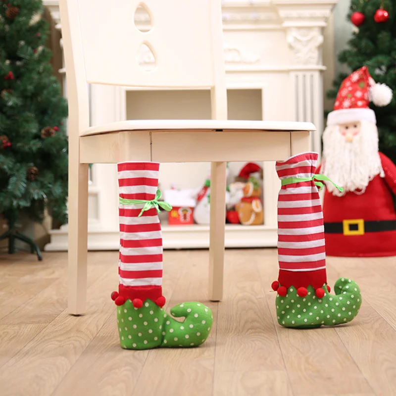

Christmas Table Chair Cover Cute Elf Boots Interesting Santa Claus Xmas Home Party Table Decorations Decoration Gifts