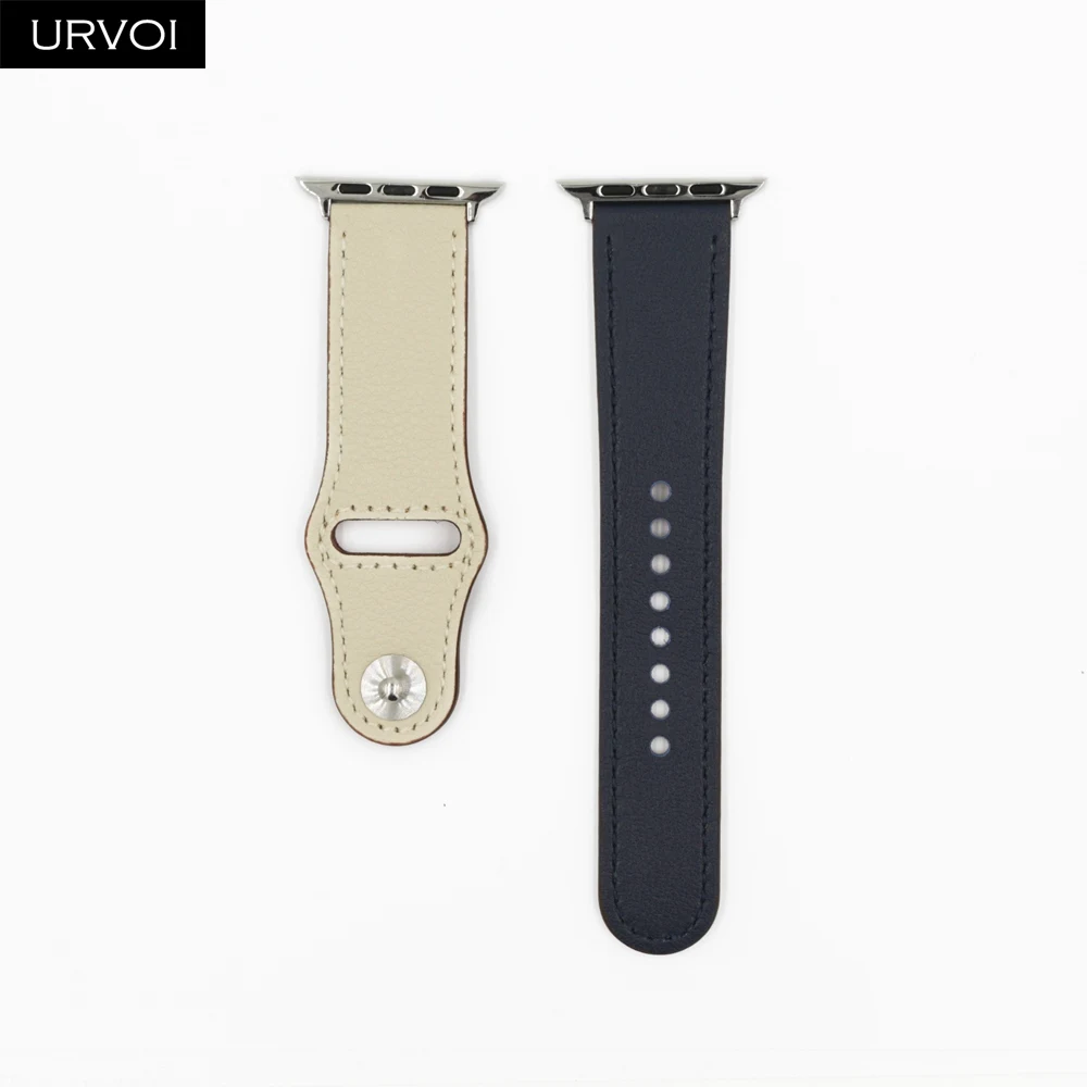 URVOI Swift кожаный ремешок для apple watch series 4 3 2 ремни для iwatch 4 Классическая Пряжка ручной работы запястье 38 42 40 44 мм - Цвет ремешка: Blue Vintage White