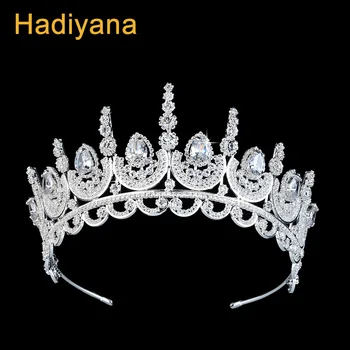 

Hadiyana Princess Crown Cubic Zinconia Rhinestones Tiara Hair Band Jewelry Women Hair Accessories Wedding Crowns BC3614