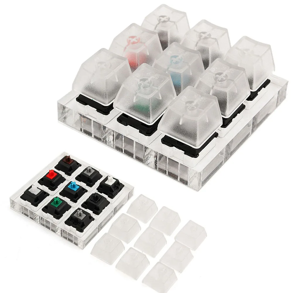 

1 Pcs Acrylic Keyboard Tester 9 Clear Plastic Keycap Sampler for Cherry MX Switches SD998
