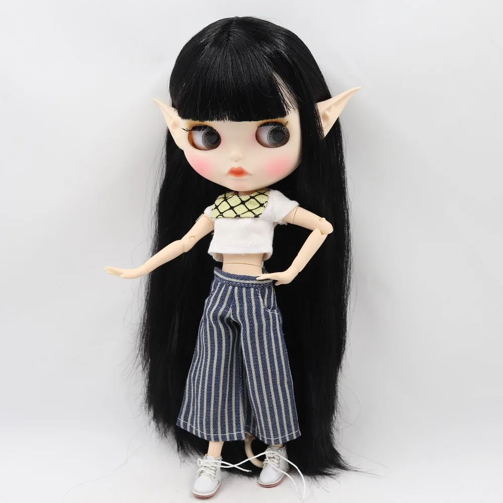 Ледяная фабрика blyth кукла 1/6 bjd белая кожа сустава тела черные волосы BL117, блестящее лицо или новое матовое лицо