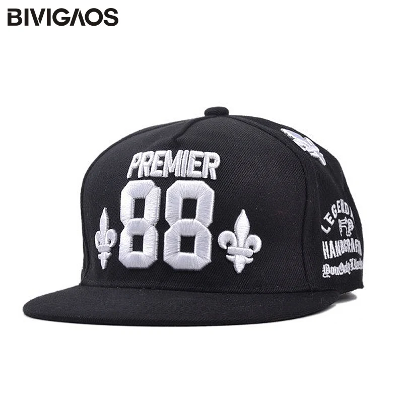 Fashion Men Women's Black White Premier 88 3d Letters Embroidery