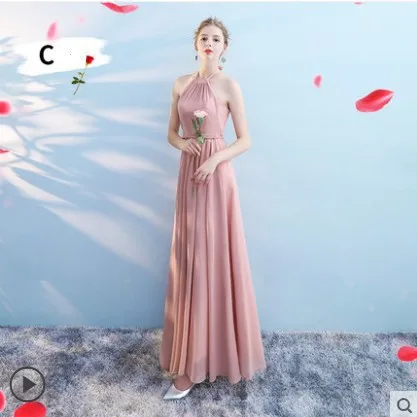 Pink C Новые платья для подружек невесты, плиссированные платья длиной до пола, пляжные свадебные платья для гостей, недорогое длинное платье для выпускного вечера, платья для официальных мероприятий - Цвет: Pink C