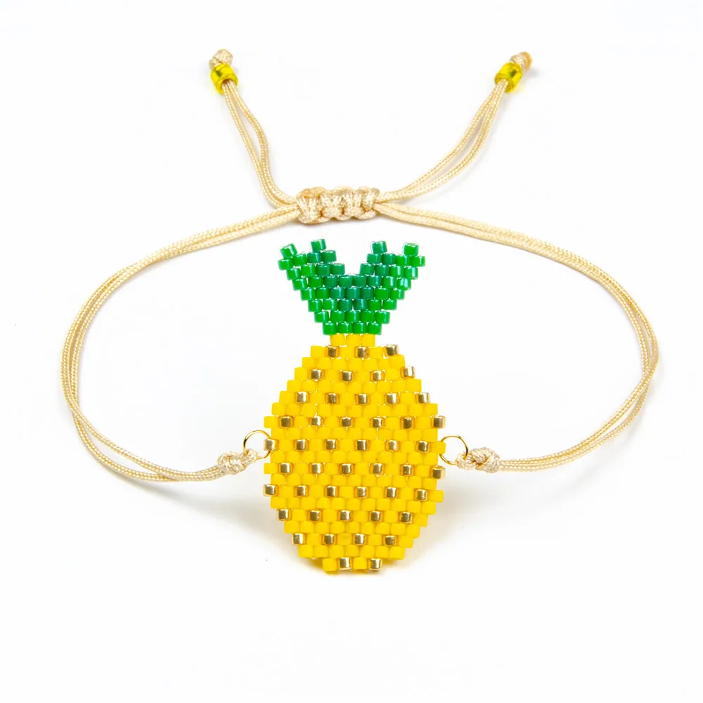 Shinus 10Pcs/lot MIYUKI Bracelets Pineapple Bracelets Big Eye Bohemia Handmade Charm Bracelets Rope Chain Girls Jewelry Gifts
