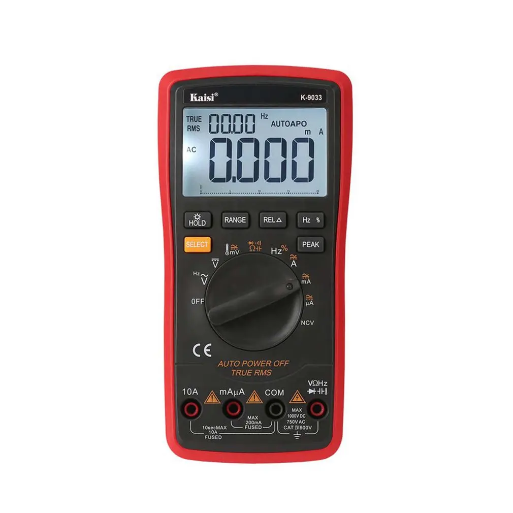 

Auto Range Digital Multimeter Data Hold 6000 Count True RMS NCV High Precision Capacitor Voltage Current Temperature Meter