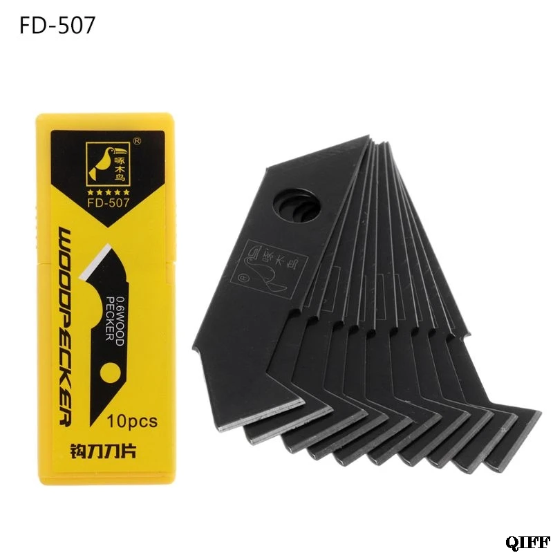 

10pcs 0.6mm Thick Blades Ultra Sharp Snap Off Replacement Razor Blade Utility Knife Tools Alloy Steel FD-507