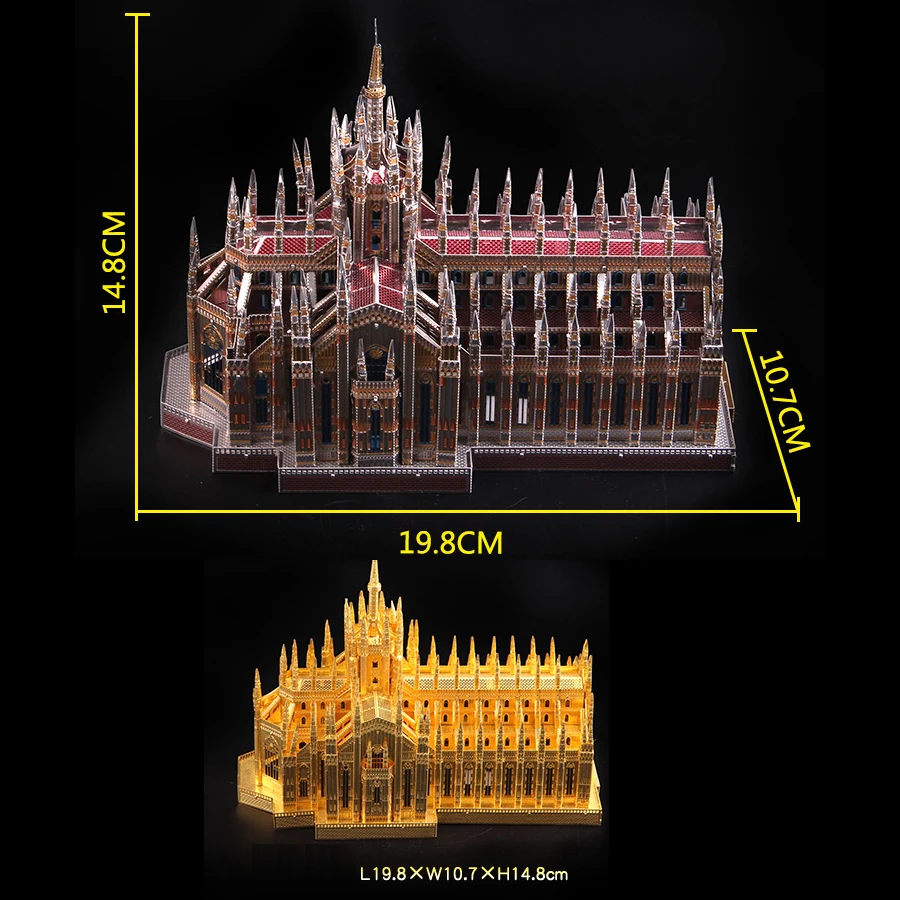 Microworld 3D металлические нано-головоломки Миланский соборный Дуомо готические строительные модели, лазерная резка головоломки DIY собранная игрушка для взрослых и детей