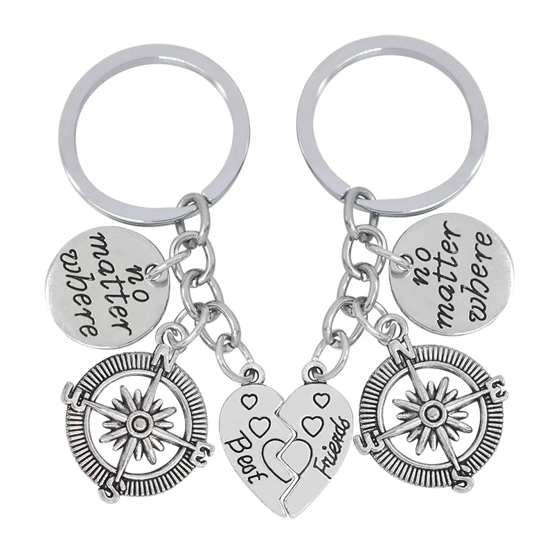 

2017 Best hand no matter where Compass Pendant Mother's Day Heart Key Chain Key Ring