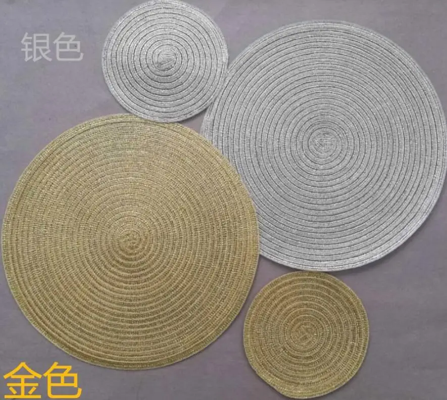 Gold 18cm Домашний декор подстилки, круглые тканые подстилки, жаростойкие кухонные противоскользящие подстилки - Цвет: Gold 18cm