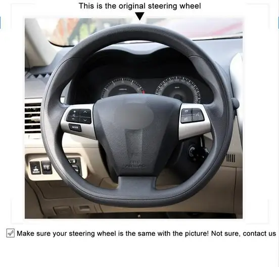 Черная искусственная кожа рулевого колеса автомобиля Обложка для Toyota Corolla 2011 2012 2013 RAV4 2011 2012