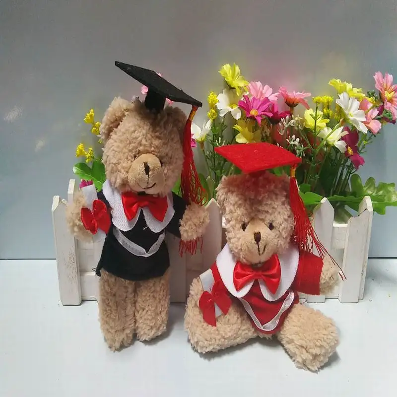 15 см("), из вельвета, Teddy Bear Graduation Bear Плюшевые Совместное доктор Медведь Подвески кукла-медвежонок Аппликация/милый/в полоску с 12 шт
