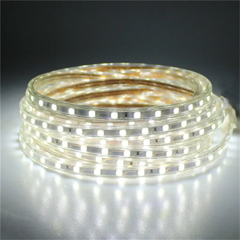 100 м+ 10 шт. plug светодио дный полосы света 220 В Водонепроницаемый IP67 5050 SMD гибкие свет 60 светодио дный/м, белый, теплый белый, красный, зеленый, синий
