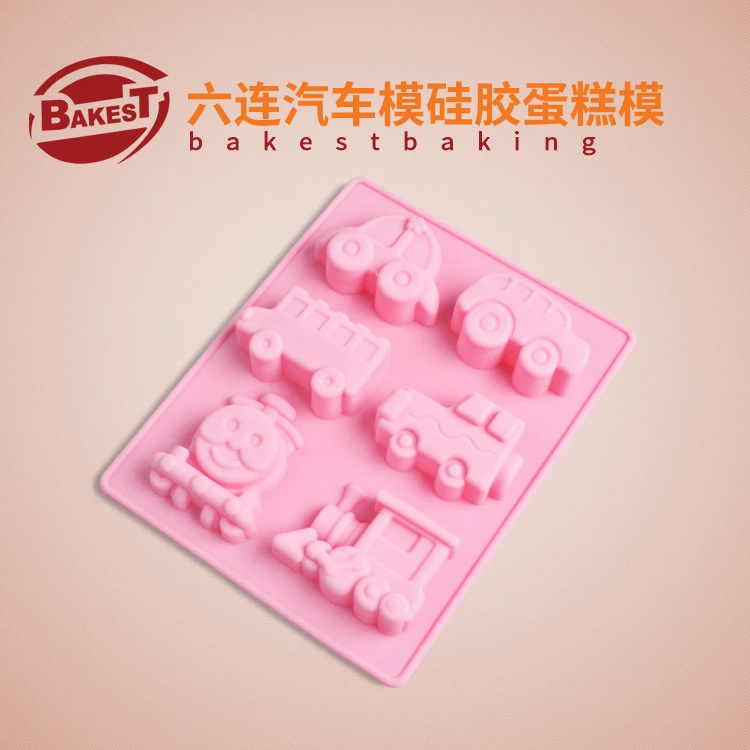 

BAKEST Pink Car Pattern Silicone Cake Baking Mold Cake Pastry Tools With 6 Holes