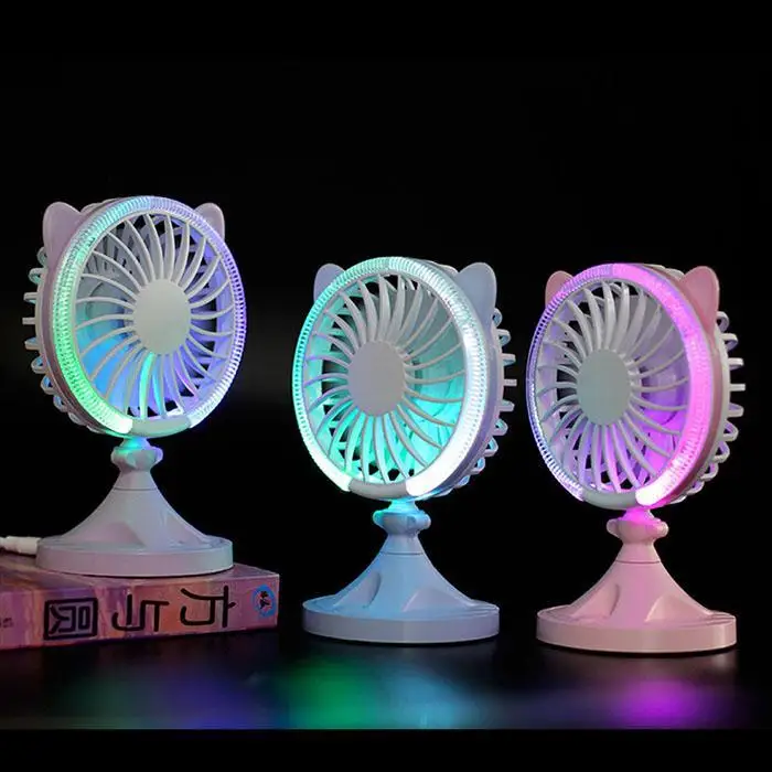 Portable USB Handheld Mini Fan LED Night Light Desk Lamp Fan