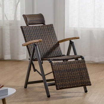 

2Outdoor Indoor Rattan Rocking Chair With Cushion Zero Folding Lounge Chair Vintage Recliners For Patio, Pool, Beach,deck, Home