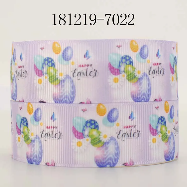 181219 7022 10 ярдов-разные размеры-цветное яйцо Пасхальный день лента напечатанная Grosgrain лента DIY - Цвет: 181219 7022
