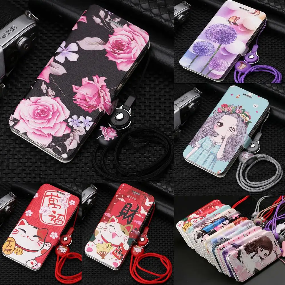 

For Huawei Y5 2017 Y6 2017 Colorful Flip Leather Phone Case For Huawei Y5 2017 MYA-l22 MYA-U29 2017 Cute Cartoon Wallet Cover