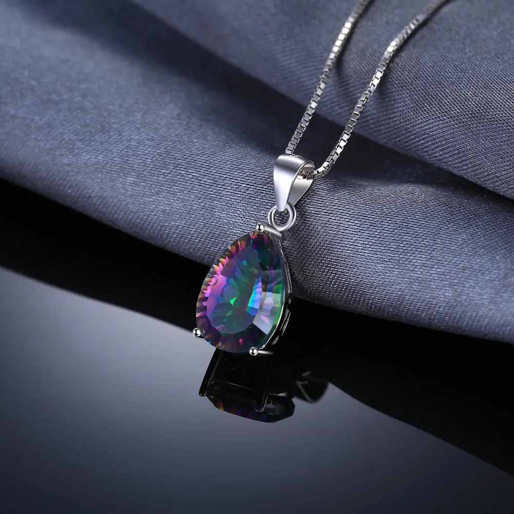 Драгоценная Подвеска в виде груши 5ct Natura Rainbow огонь Мистика топаз кулон Твердые