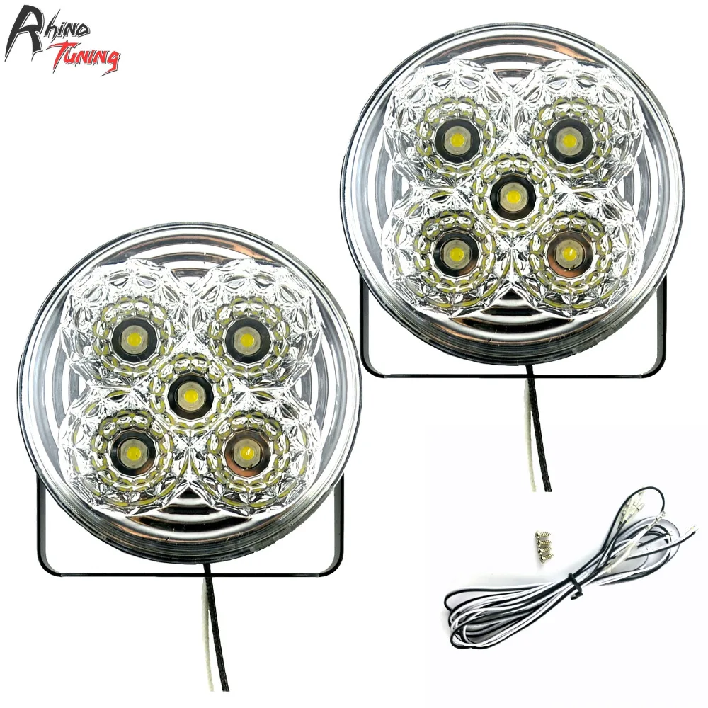 Rhino Tuning 2PC 95mm High Power Common LED Daytime Running Light Super Bright LED Universal Design