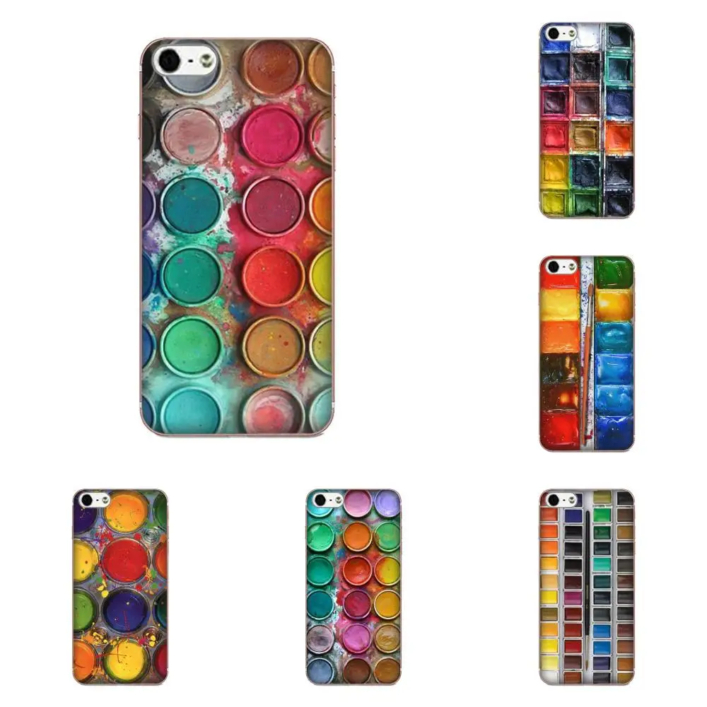 ТПУ телефон Акварельная краска палитра мягкий для Samsung Galaxy Note 5 8 9 S3 S4 S5 S6 S7 S8 S9 S10 mini