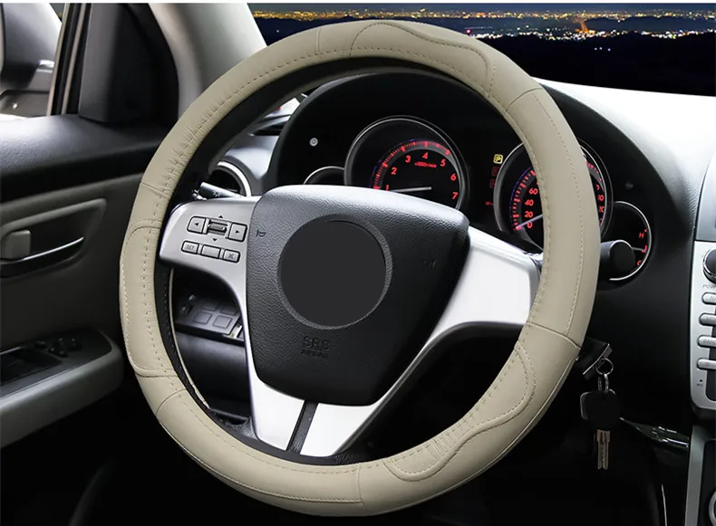 Высокое качество кожаный чехол рулевого колеса автомобиля четыре сезона универсальные автомобильные аксессуары для mazda 3 axela CX5 atenza dzda6 CX-4