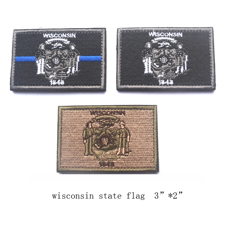 Вышитые Значки США государственный флаг Badge тактические 3D национальные флаги Висконсин Западная Вирджиния Миссури повязки Знак