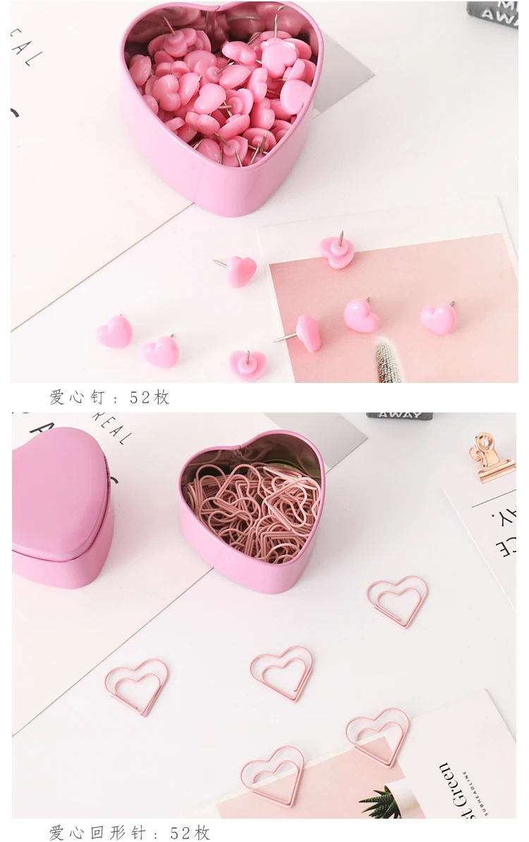 Розовый push pin скрепки Kawaii Канцелярские Clear Binder зажимы фотографии билеты заметки письмо миниатюра набор канцелярские