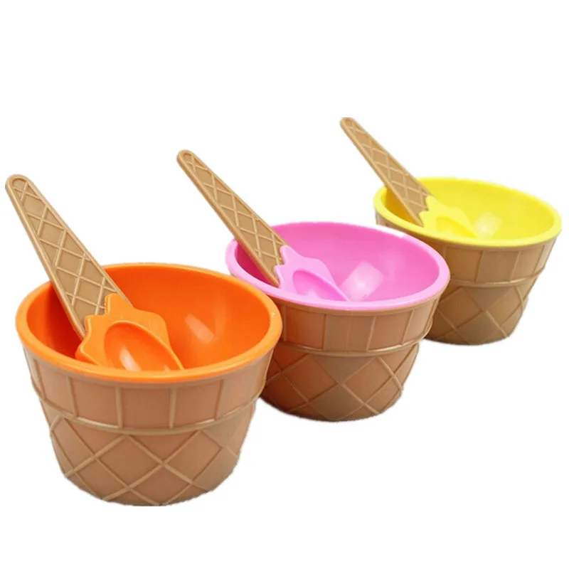 Buy Children's Plastic Ice Cream Bowls Spoons Set