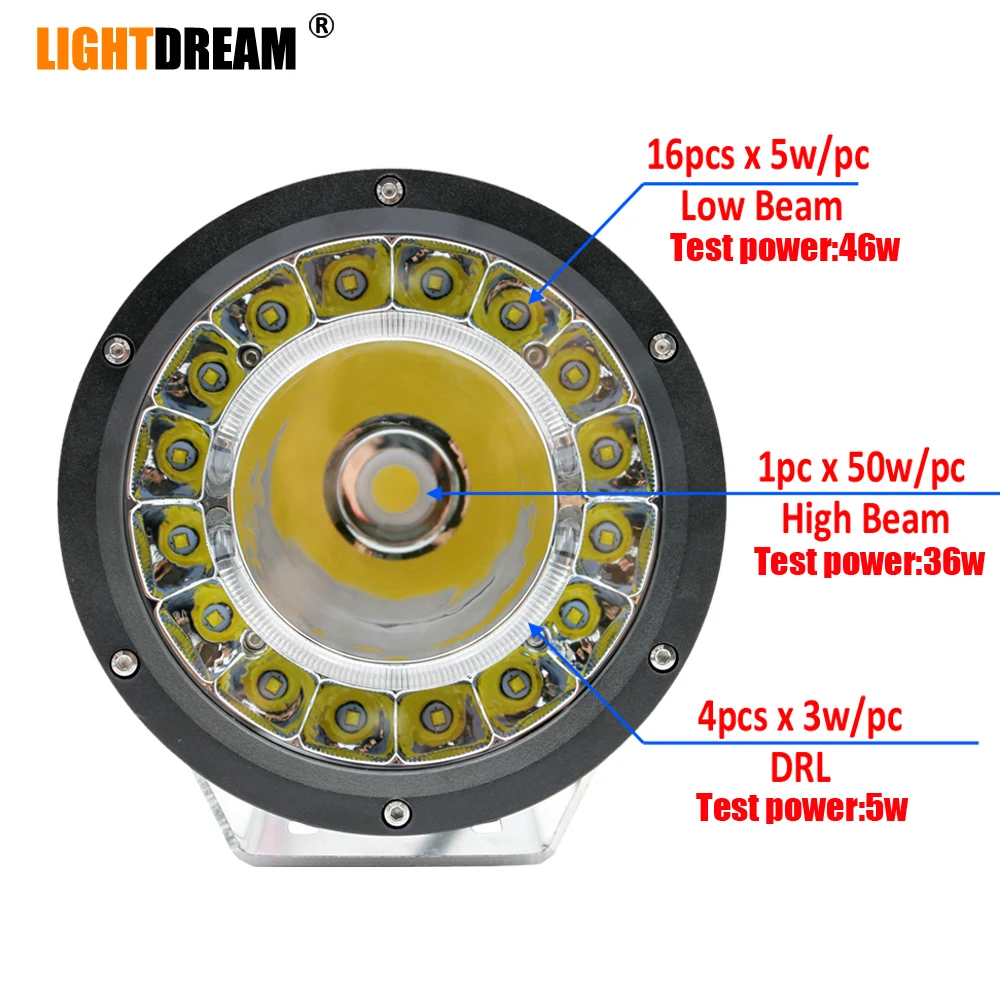 Круглый 142 Вт led внедорожные фары 12V 24V Светодиодные прожекторы с DRL Бесплатная
