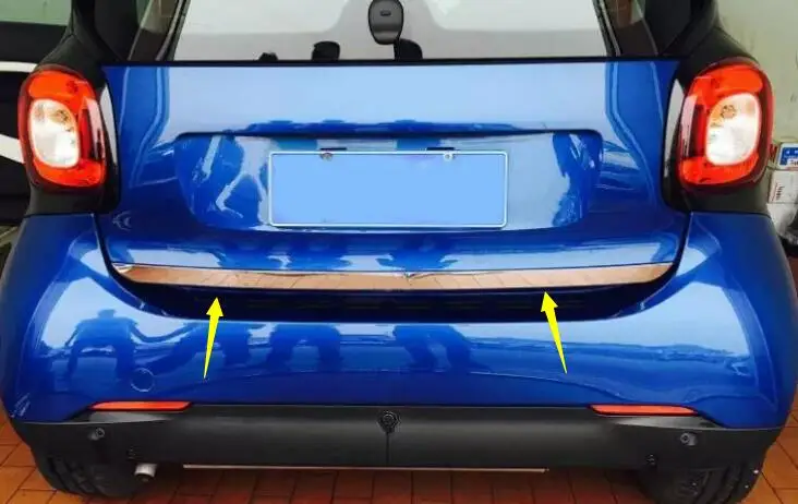 For Benz smart fortwo 2015 2016 2017 2018 car Sticks body cover stainless steel Rear door Tailgate frame plate trim lamp 1pcs