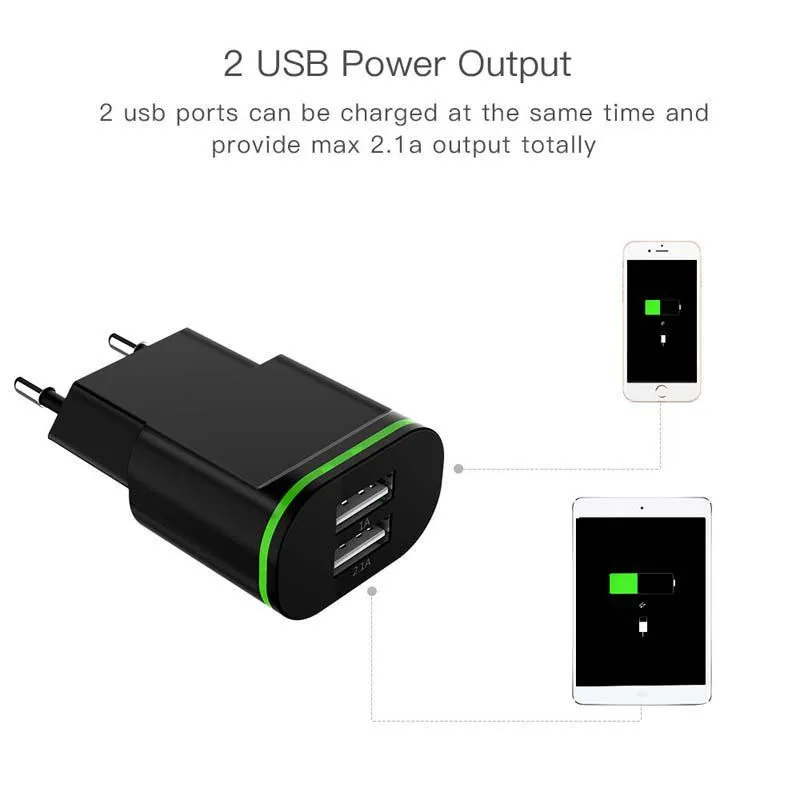 2 usb порта адаптер для смартфона Европейское зарядное устройство для iphone XR xs max Ipad кабель для передачи данных для samsung a50 a80 a90 s8 s9 s10 plus USBC