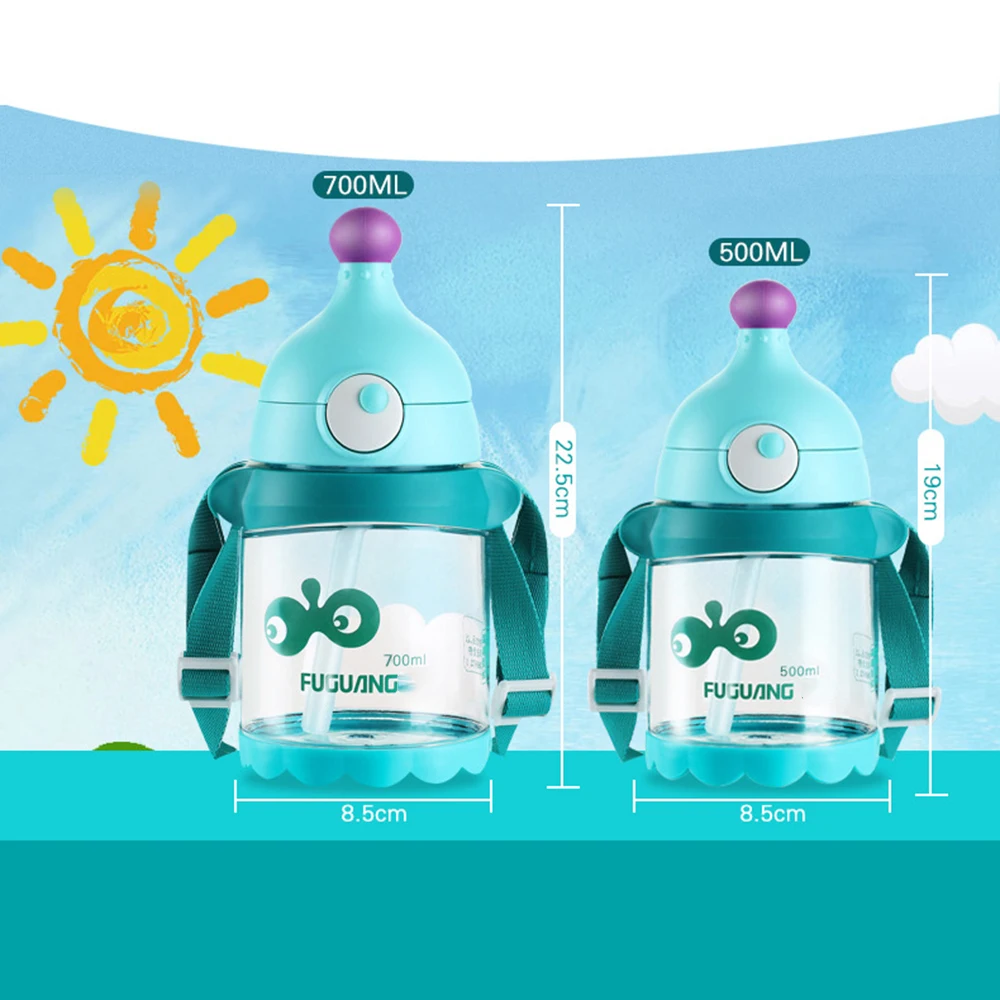 500 мл с чехлом ремень Мультфильм емкость для напитков чайник чашка для кормления с соломинкой дети учатся питьевой бутылка с ручкой Дети Обучение